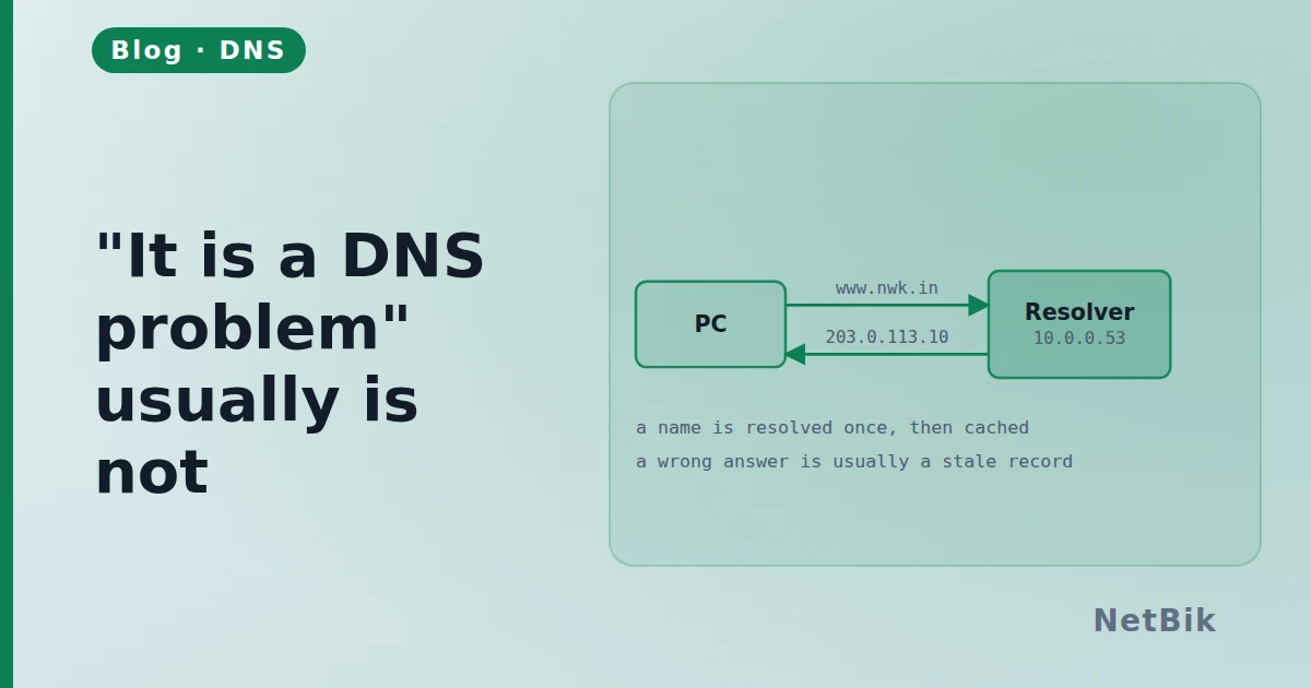 "It is a DNS problem" usually is not