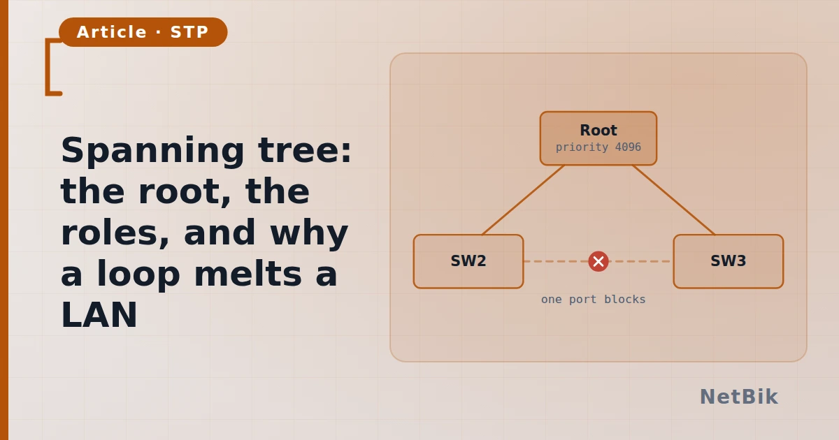 Spanning tree: the root, the roles, and why a loop melts a LAN